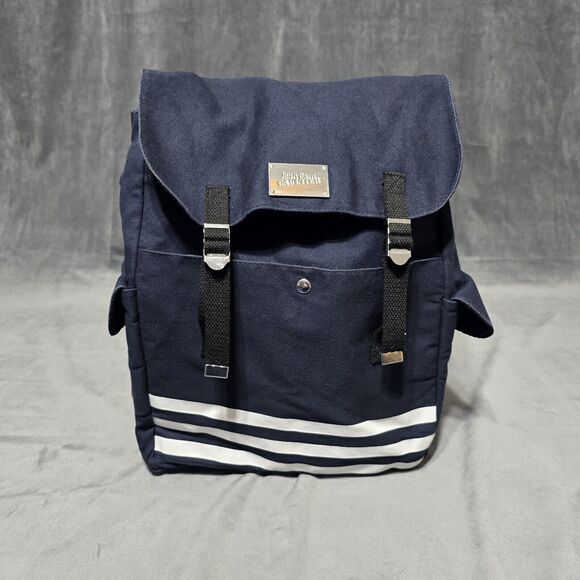 Jean Paul Gaultier Canvas Navy White Medium Backpack With Adjustable Strap - Picture 1 of 16